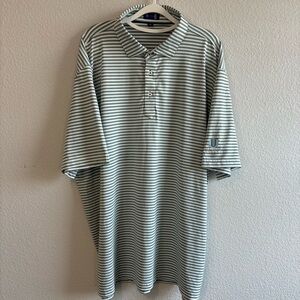 STITCH Golf polo Shirt Green stripped pattern Short sleeve Men XXL with logo